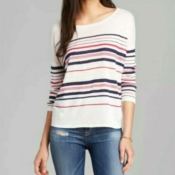 Joie Maine 100% Linen Striped Sweater Size L - Picture 3 of 9